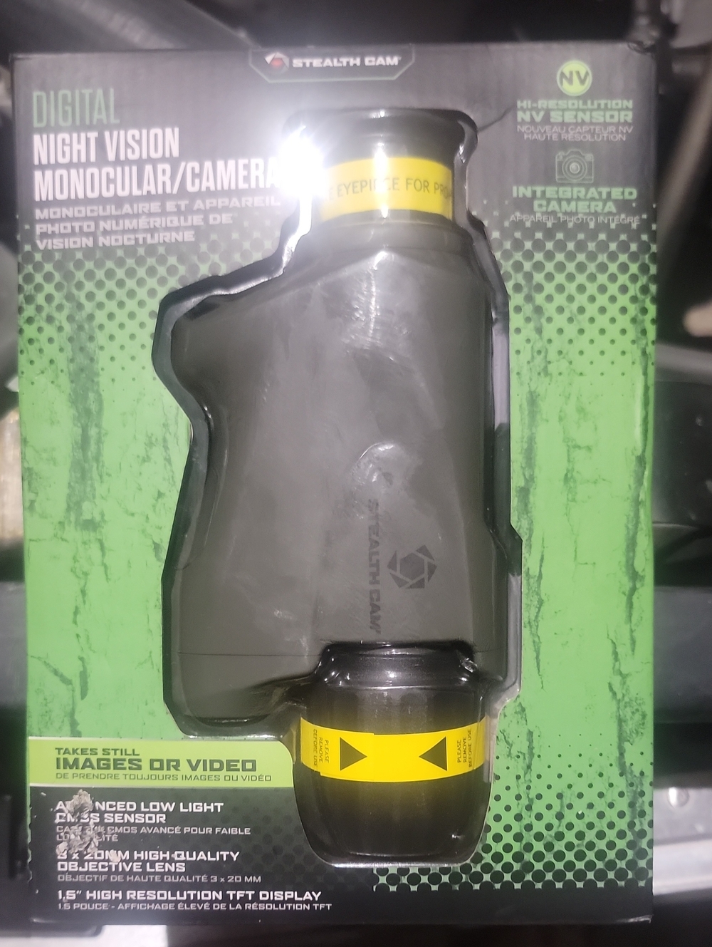 Digital Night Vision Monocular Camera - Black with Yellow Accents